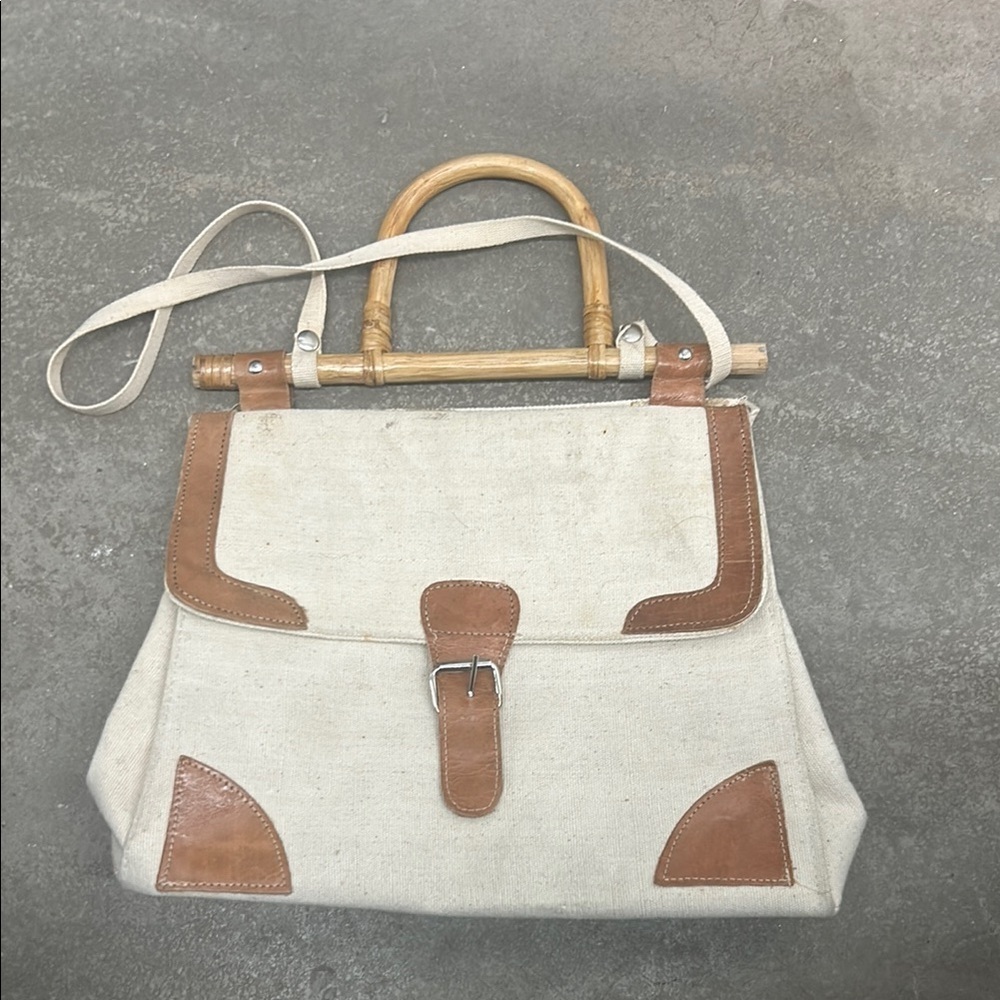 Elegant Tan and Cream Women's Handbag